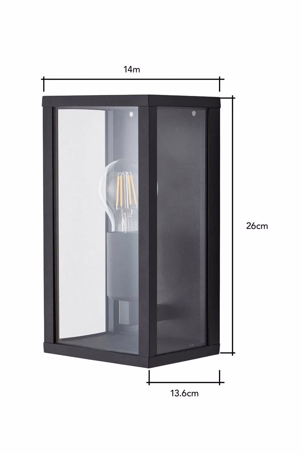 BHS Lighting Waylon Modern Black Outdoor Wall Lantern with Transparent Glass – 4