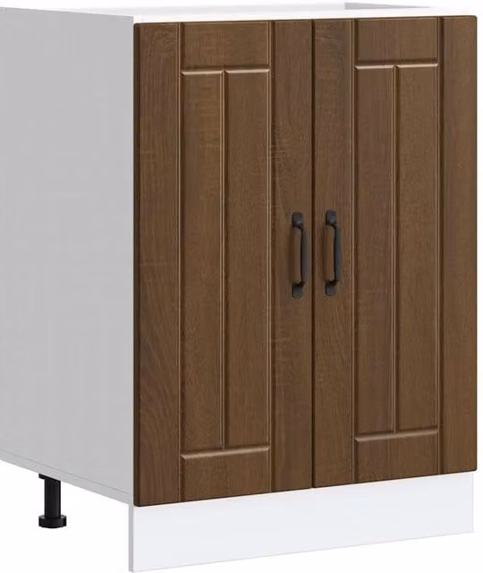 Berkfield Home Lucca Freestanding Kitchen Sink Base Unit in Brown Oak Matt Engineered Wood