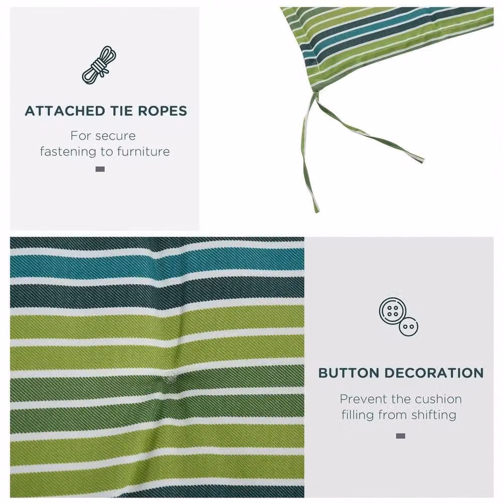 NESTLUNE 2 Pieces Replacement Garden Bench Cushions in Green, Water Repellent and Stain Resistant Polyester, W/D: 120 x 90 cm – 2