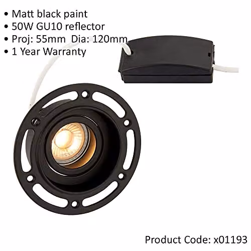 Loops 2 Pack Trimless Plaster-In Recessed Downlight in Matt Black, Fits 82mm Hole, Dimmable, GU10 – 2