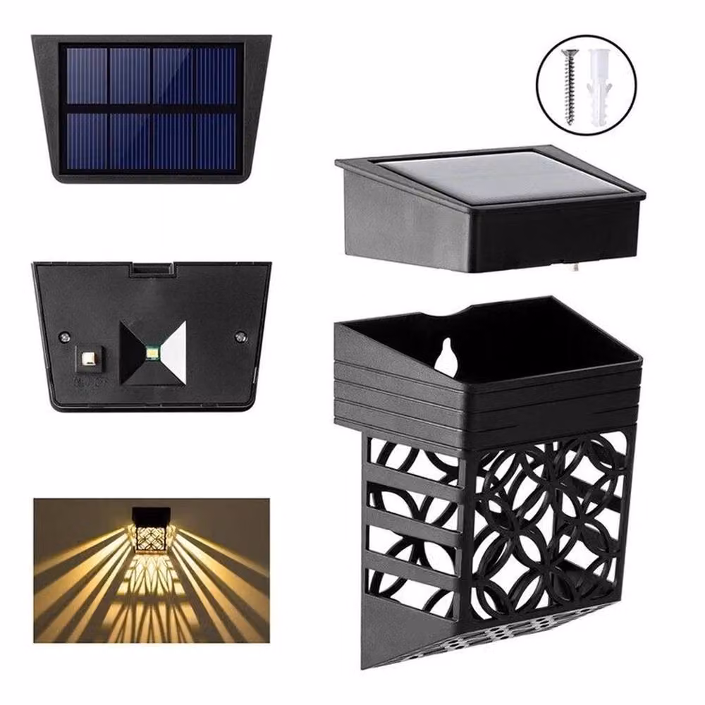SPETLEK Pack of 4 Super Bright Solar Powered LED Wall Lights in Black with Dusk Sensor for Garden and Terrace – 3