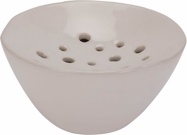Hill Interiors White Ceramic Round Tabletop Flower Frog, W/D/H: 8.0 x 15.0 x 15.0 cm