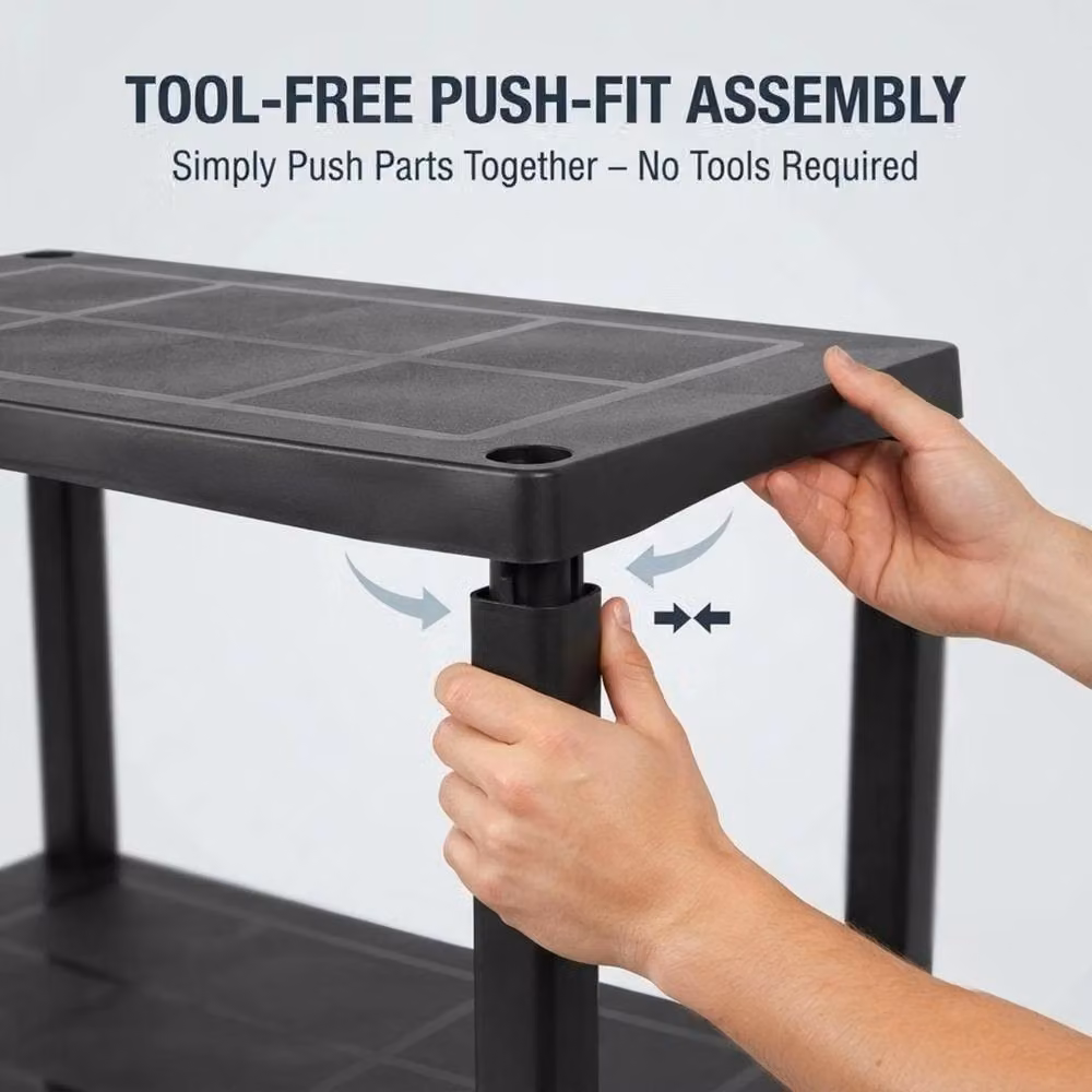 FORGEVIO 3 Tier Black Plastic Storage Shelving Unit – 2