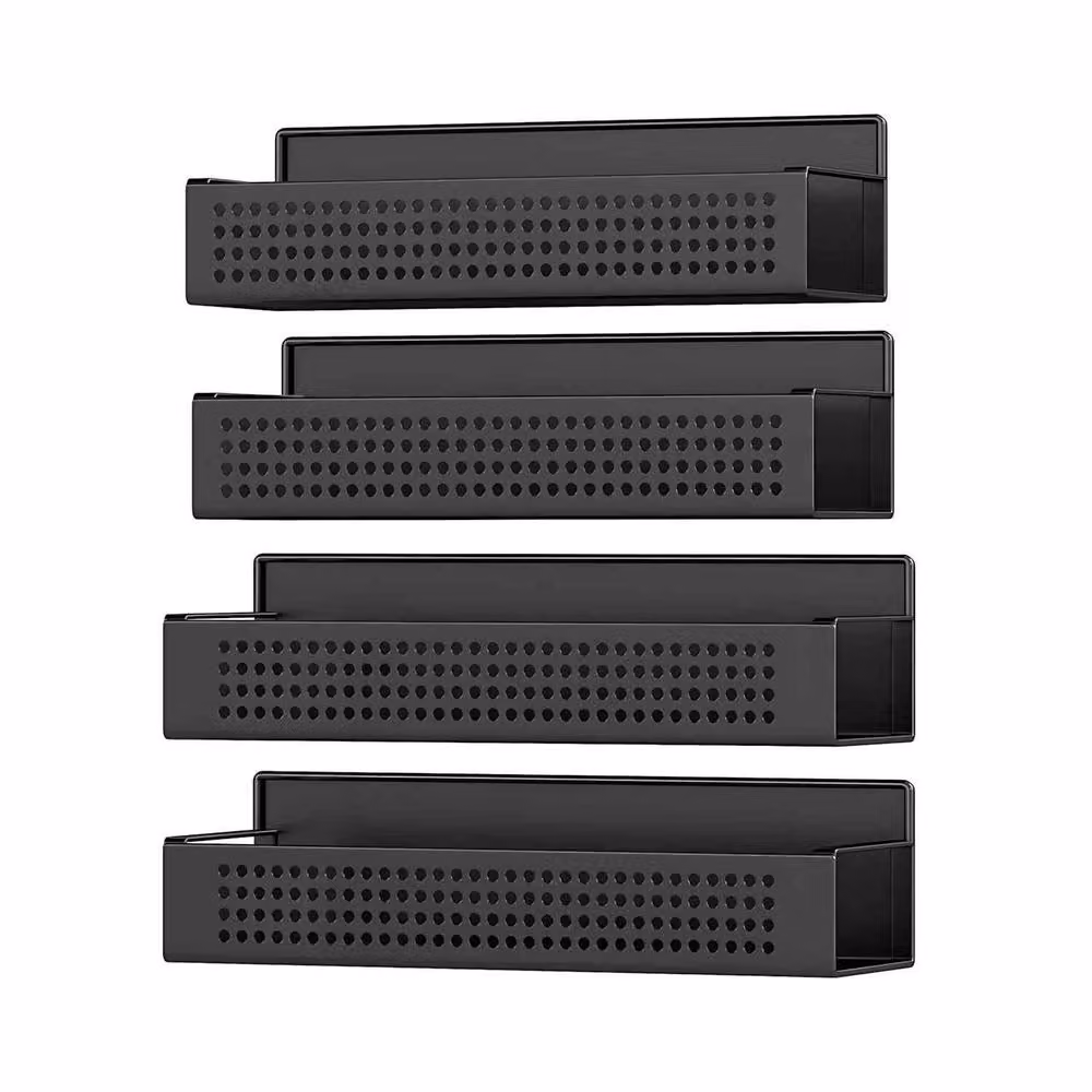 The Bazaarist Set of 4 Magnetic Spice Racks for Fridge, Black – 2