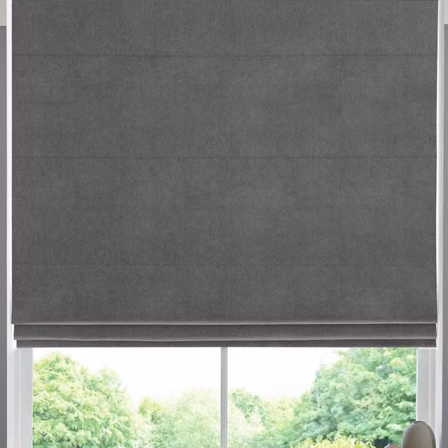 Terrys Florence Made to Measure Velvet Roman Blind in Slate Grey