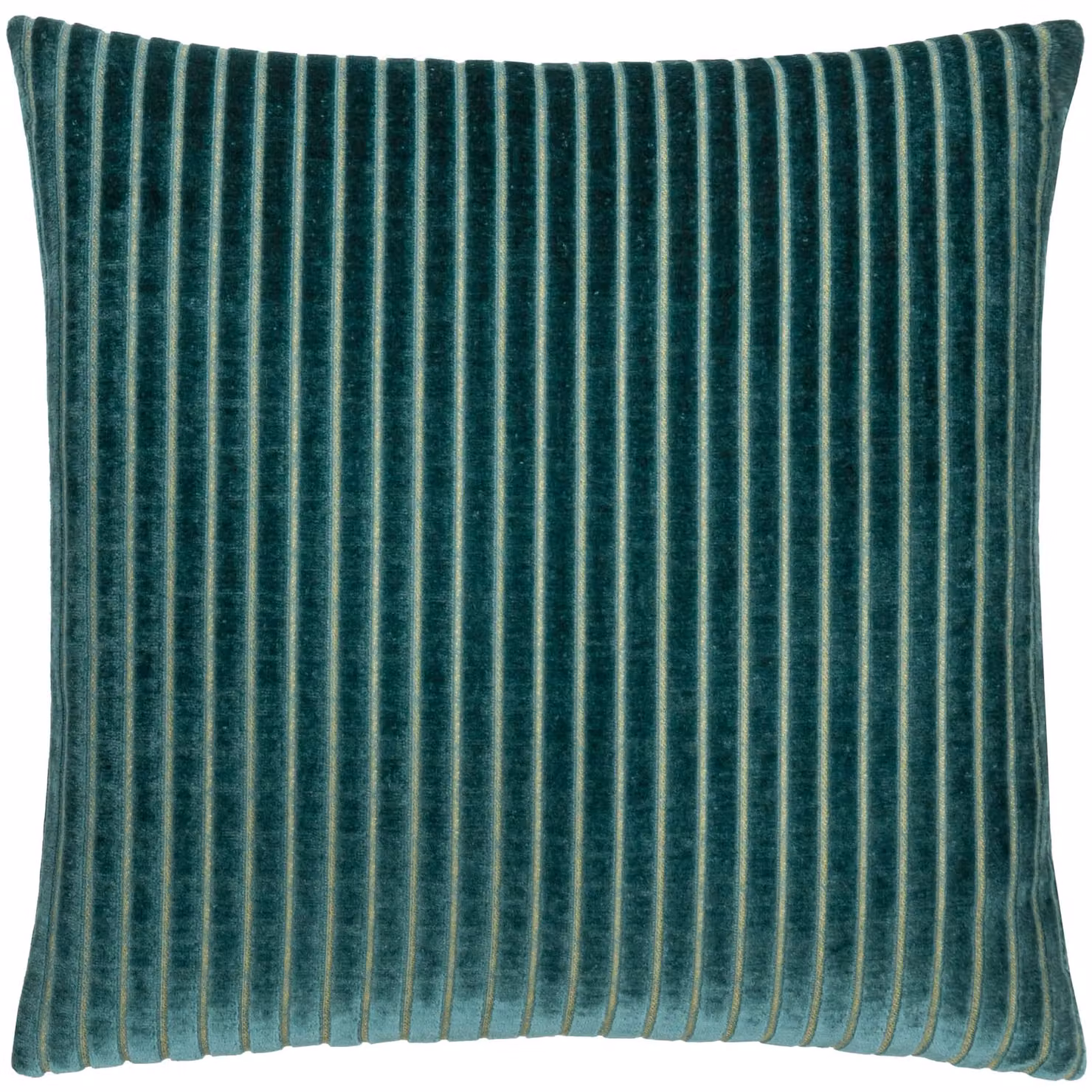 Paoletti Savoy Stripe Velvet Cushion in Petrol Blue, W x D: 50 x 50 cm – 2