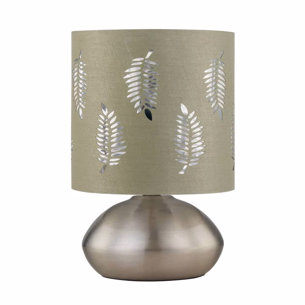 First Choice Lighting Jenson Set of 2 Brushed Chrome Touch Table Lamps with Green Fabric Shades – 2