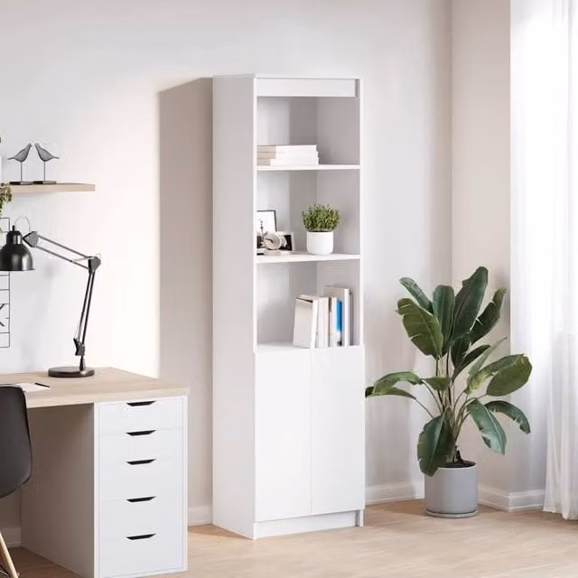Berkfield Home White Highboard with Hinged Doors and Internal Shelves, W/D/H: 50 x 35 x 180 cm