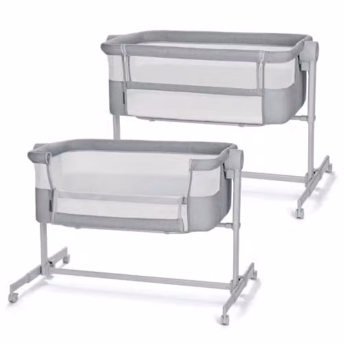Kinderkraft Nestee UP 2 Co-Sleeping Cot in Grey with Birth Mattress and Height Adjustment – 1