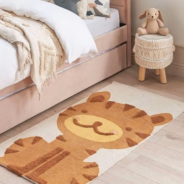 Wyld and Coco Tiger Print Kids Rug, Multicolour, W: 80 cm, L: 150 cm