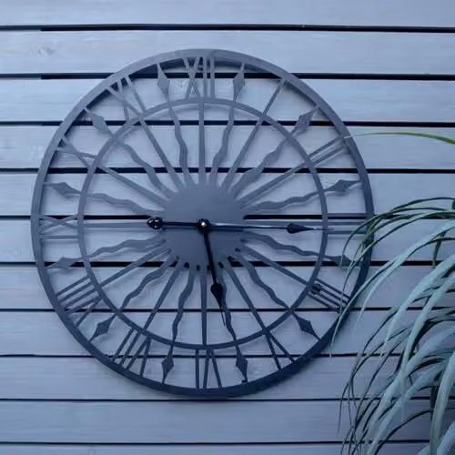 mysmartbuy Black Sun Design Metal Wall Clock for Indoor or Outdoor Use, Diameter: 60 cm – 1