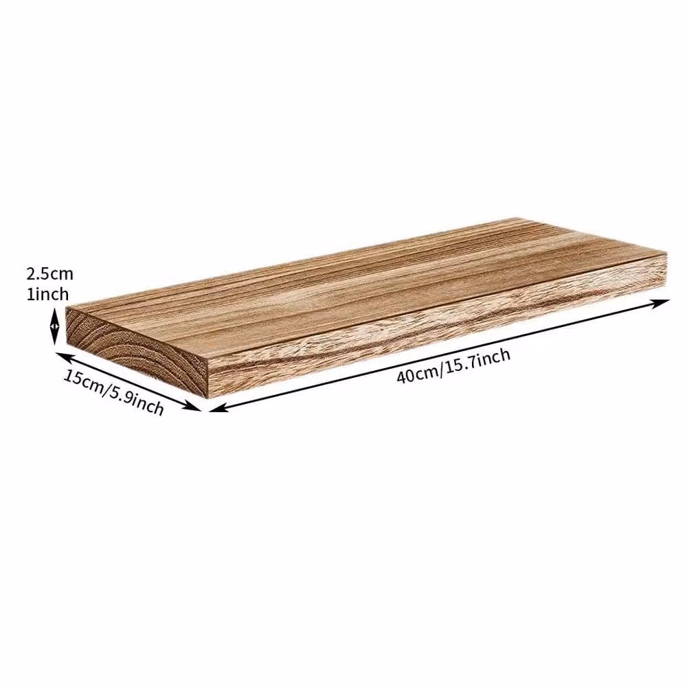 SPETLEK Set of 3 Natural Brown Wooden Floating Wall Mounted Shelves – 2