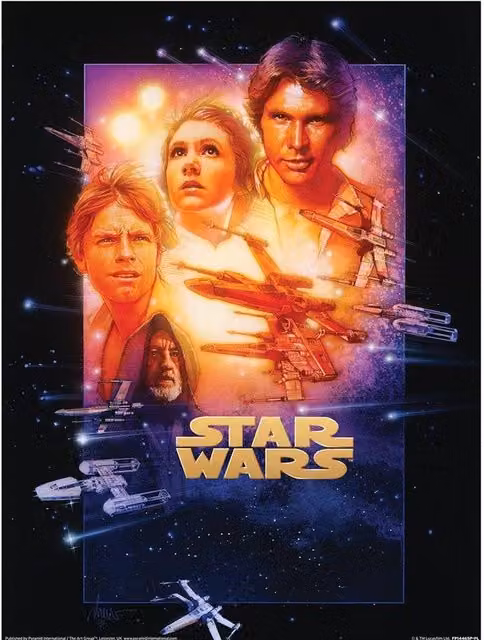 Star Wars Episode IV Retro Paper Movie Poster Print in Multicolour