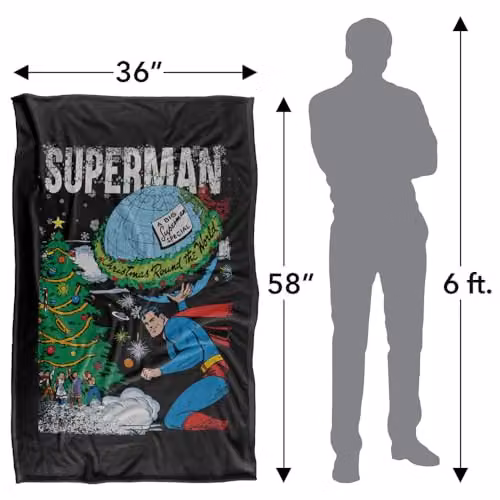 Warner Bros. Superman Christmas Around The World Super Soft Fleece Throw Blanket, Multicolour, W: 91.44 cm, L: 142.24 cm – 4