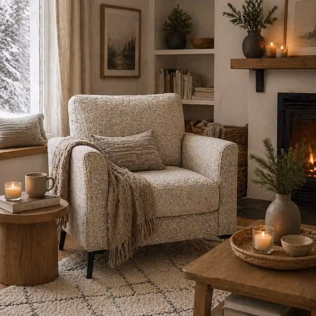 Wyld Haus Rapara Beige Linen Look Accent Armchair with Black Metal Legs