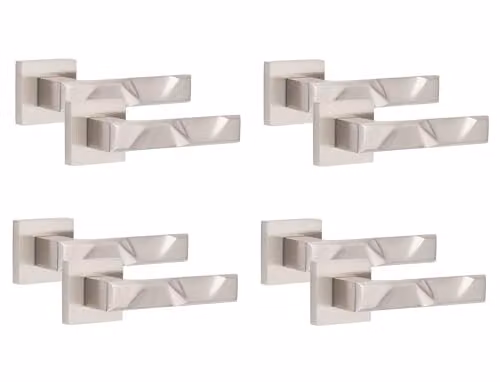 Golden Grace Nova Square Rose Door Handles in Brushed Silver, 4 Pairs
