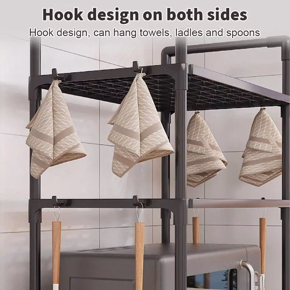 SPETLEK 2-Tier Black Metal Microwave Oven Rack and Kitchen Storage Stand – 3