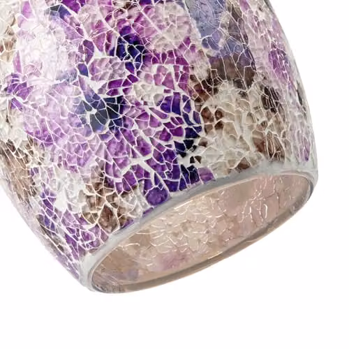 Happy Homewares Floral Inspired Crackle Mosaic Glass Oval Pendant Light Shade in Purple and Brown, W: 20 cm, H: 18 cm – 2