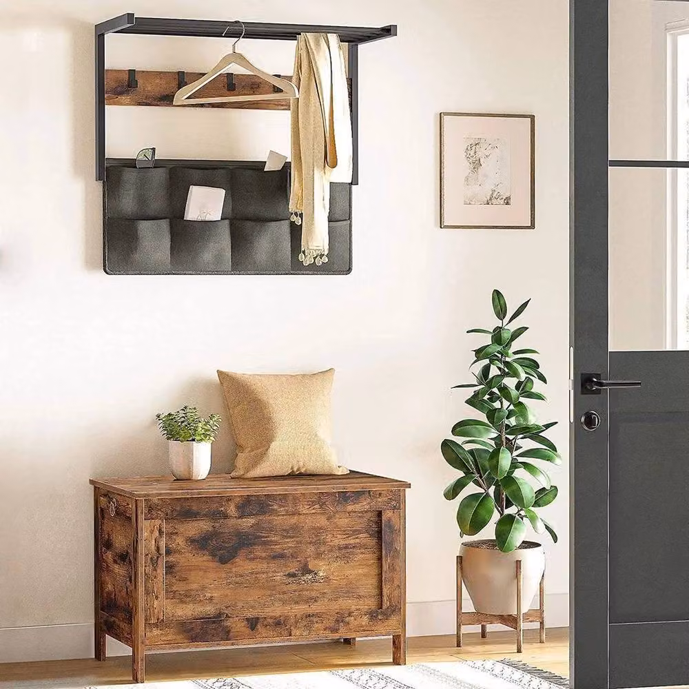 FORGEVIO Rustic Brown Wooden Storage Chest and Toy Trunk, W/D/H: 76 x 40 x 48 cm – 4