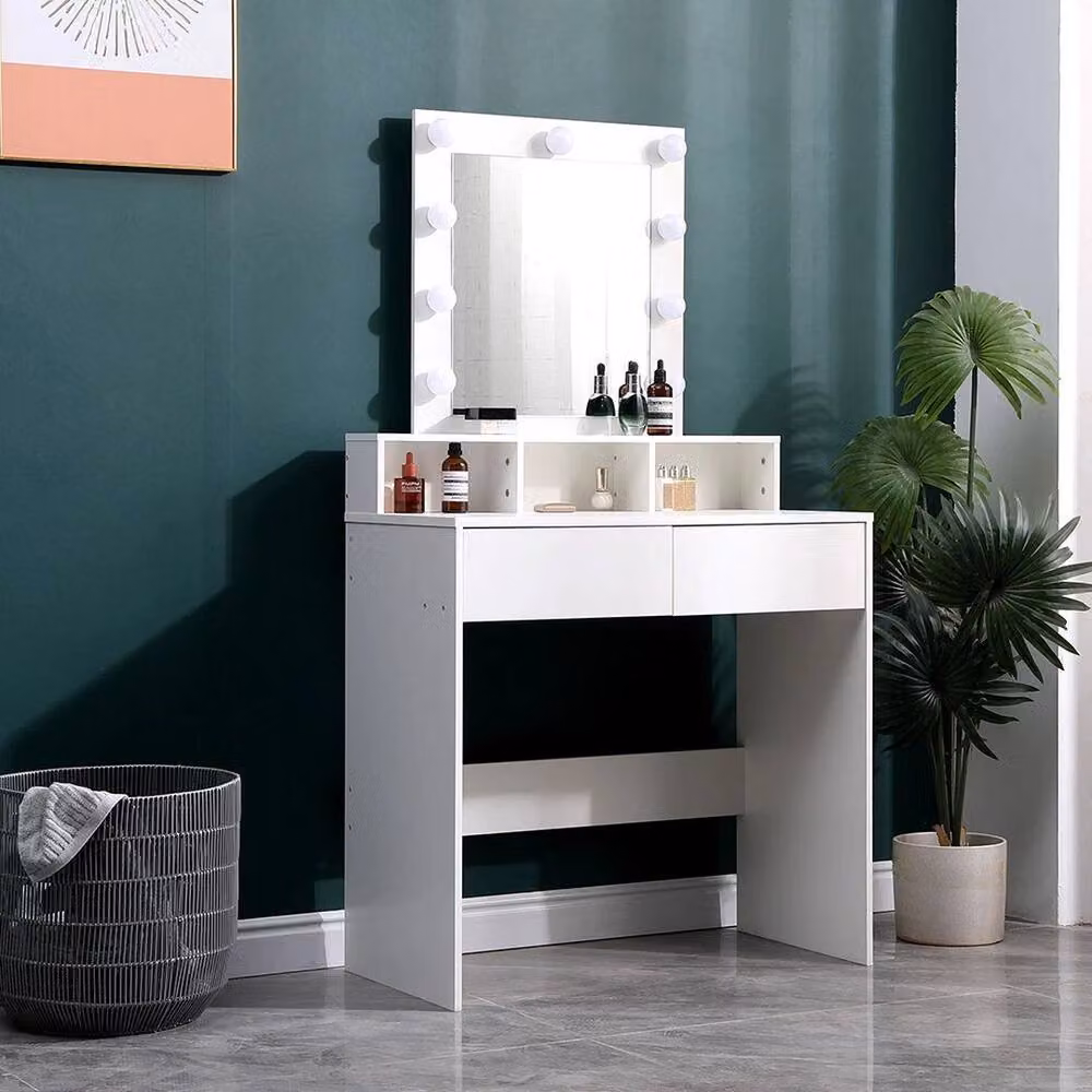 PAWNORA Hollywood LED Dressing Table in White with 9 Bulbs – 2