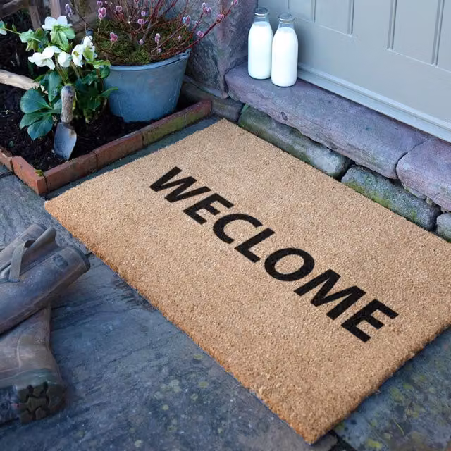 Artsy Mats Funny Country Welcome Coir Doormat in Grey and Brown, W: 90 cm, D: 60 cm – 1