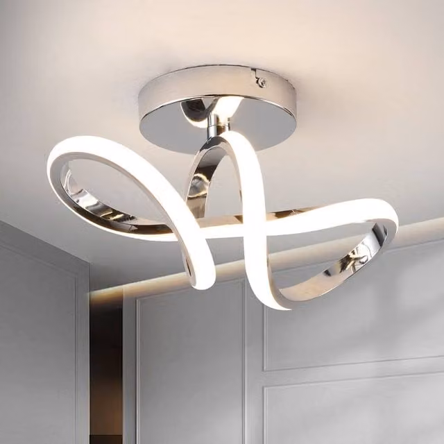 Garwarm Geometric LED Flush Mount Ceiling Light in Silver