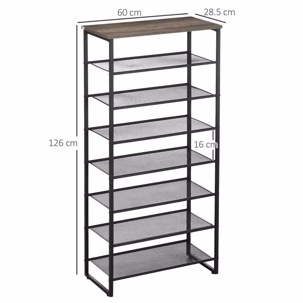 STILVORA 7 Shelf Metal Shoe Rack in Black – 3