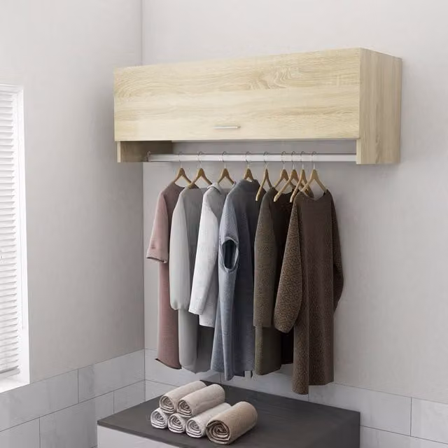 Berkfield Home Sonoma Oak Wardrobe, Brown, W/D/H: 100 x 32.5 x 35 cm