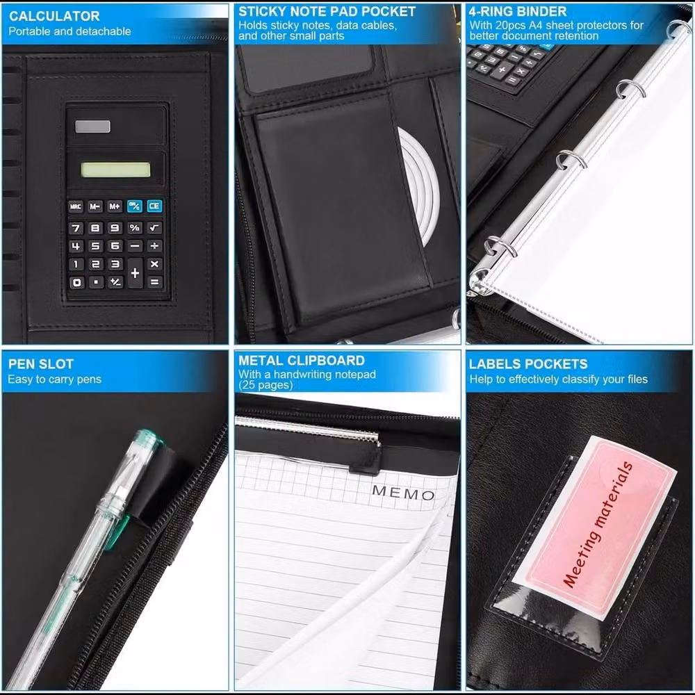 KORVIXA A4 Conference Portfolio Folder Planner in Black – 5