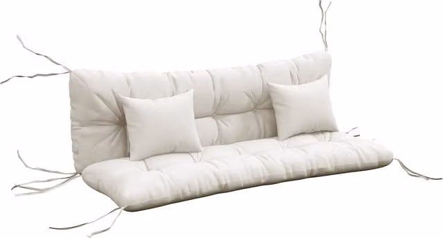 Outsunny 4-Piece White Patio Chair Cushion Set with Back and Seat Cushions and Ties – 1