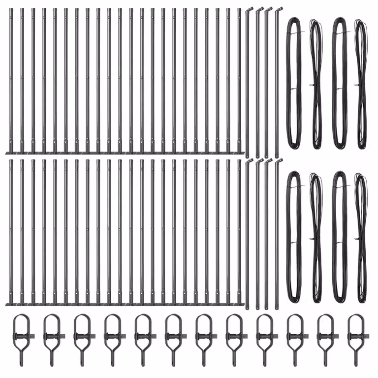 Berkfield Home Set of 52 Grey Concrete and Metal Square Fence Posts, W/D/H: 3.2 x 3.2 x 90 cm