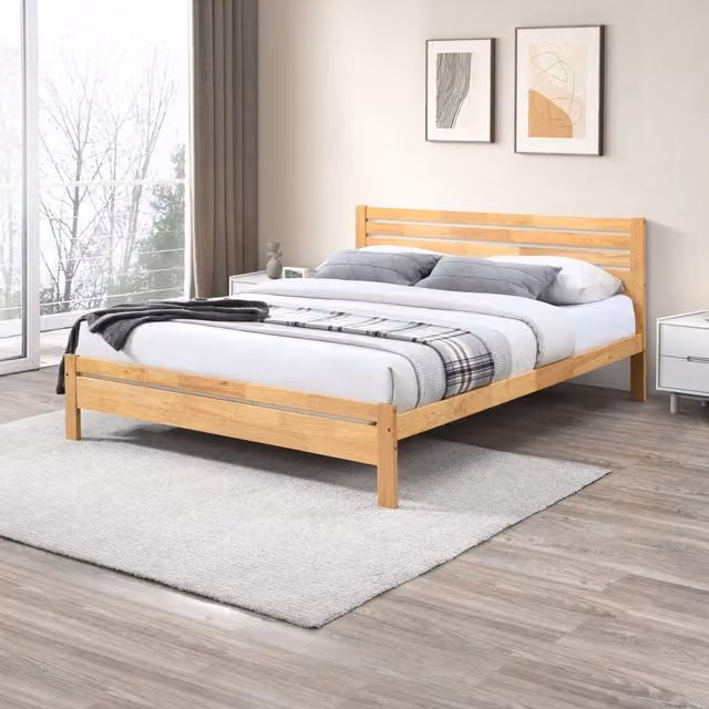 FurnitureboxUK Dylan King Size Bed Frame in Natural Oak Solid Rubber Wood