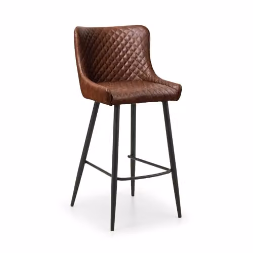 Julian Bowen Luxe Diamond Quilted Upholstered Bar Stool in Brown – 2