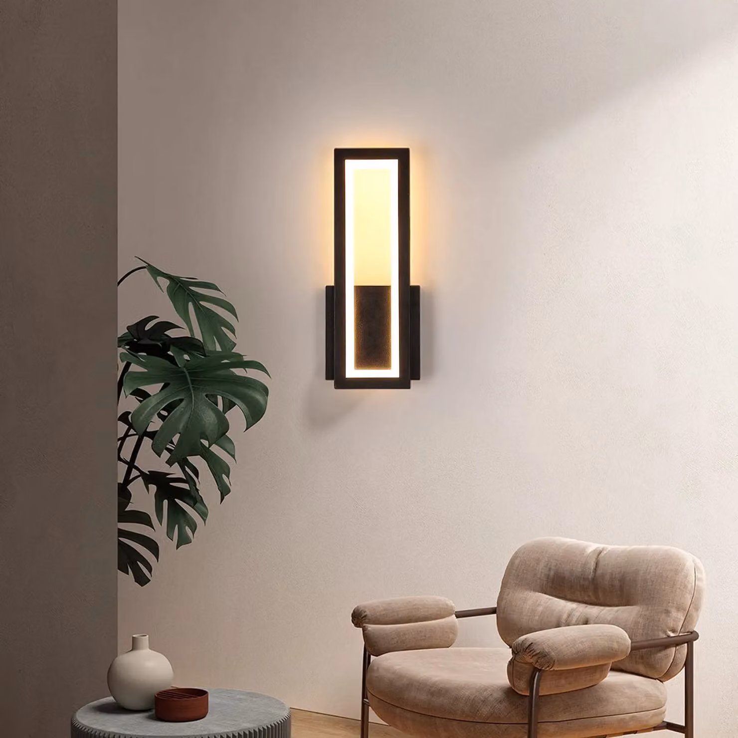 Pheashine 16W Black LED Rectangular Wall Sconce with Warm White Up and Down Lighting – 4