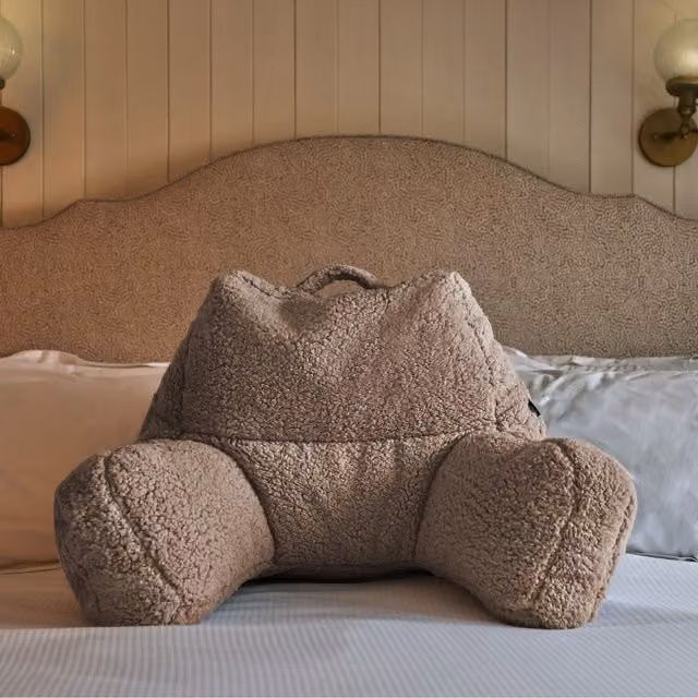 ICON Soft Berber Fleece Contoured Wedge Reading Support Pillow with Microbead Filling, Brown
