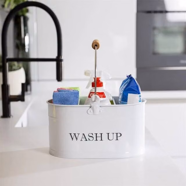EONLION White Metal Freestanding Kitchen Tidy Cleaning Organiser, Width: 100 cm – 1