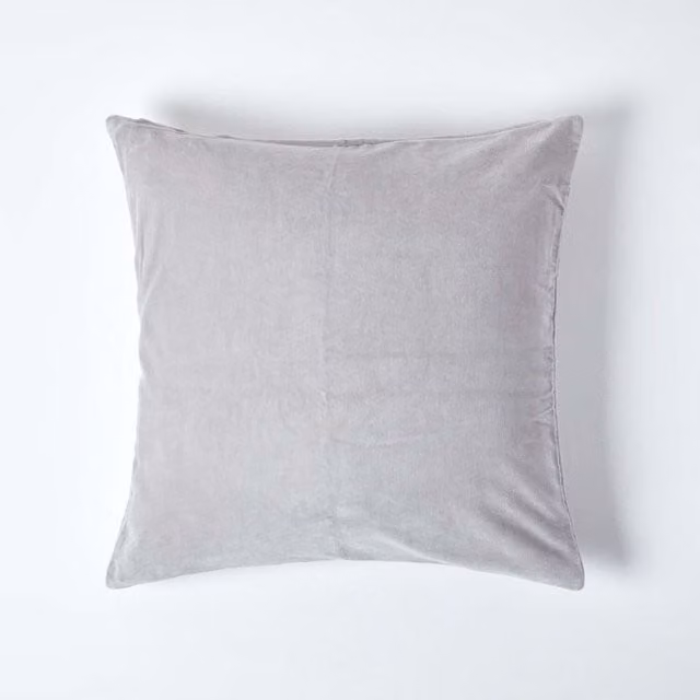 Homescapes Velvet Cushion Cover in Grey, W/D/H: 60 x 60 x 60 cm