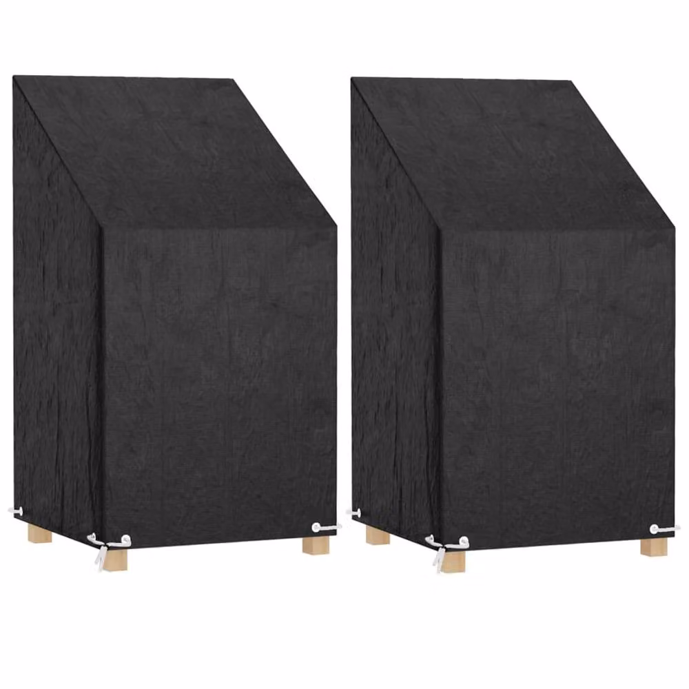 Berkfield Home Water Repellent Dining Chair Covers, 2 Pack, Black, H 80-120 x W 65 x D 65 cm – 2