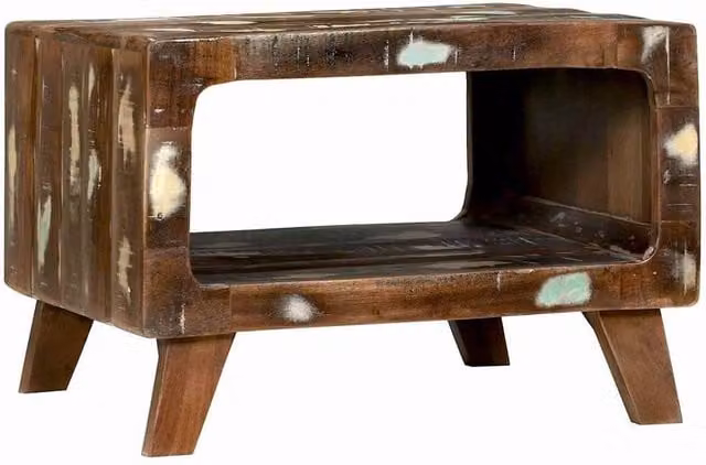 Berkfield Home Rustic Reclaimed Solid Wood Coffee Table, Brown, W/D/H: 50 x 50 x 35 cm