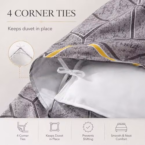 Lazzaro Single Reversible Duvet Cover and Pillowcase Set in Grey, Premium Brushed Microfibre, W/H: 135 x 200 cm, Pillowcase: 50 x 75 cm – 6