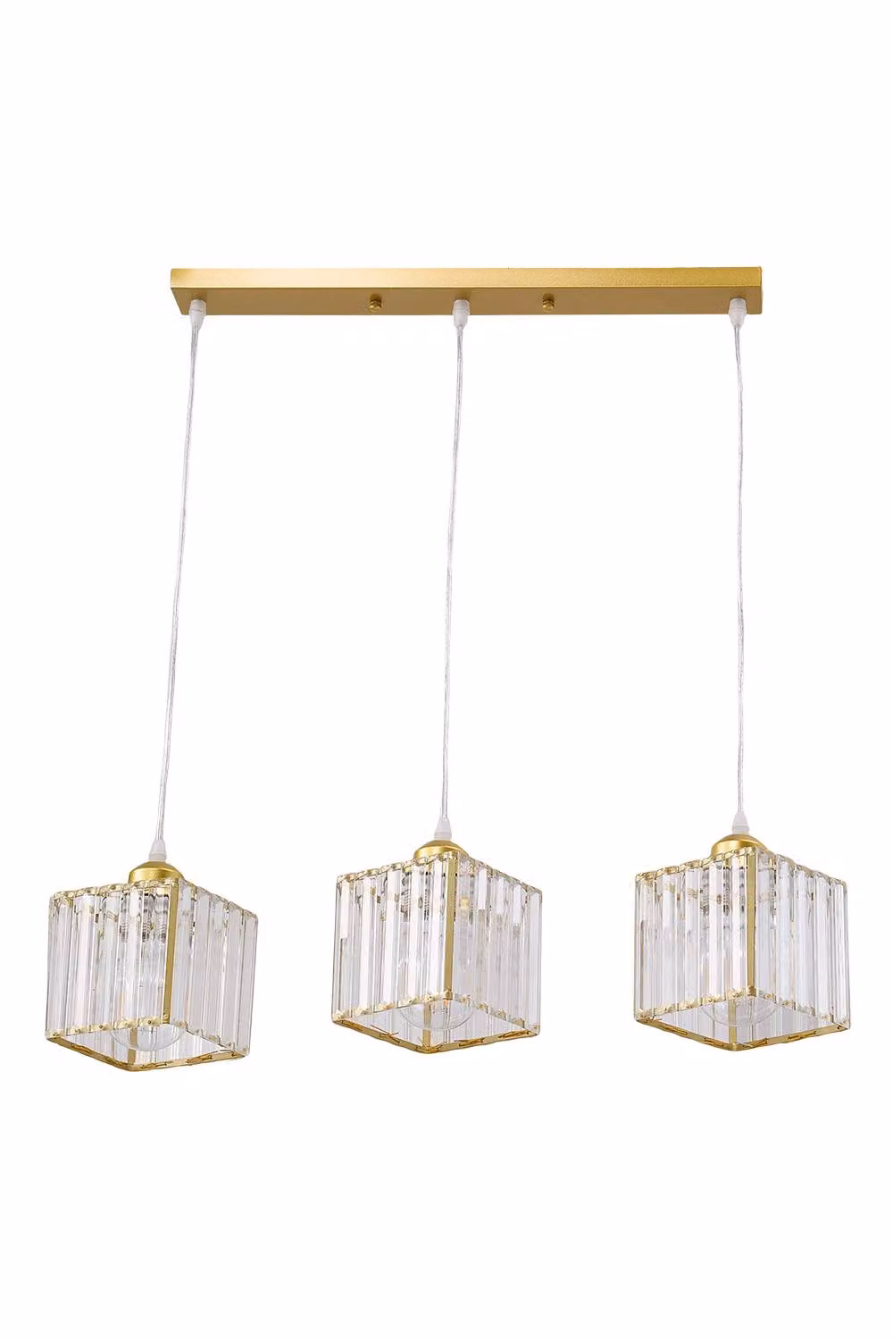 Garden Sanctuary 3-Light Crystal Ceiling Pendant Chandelier in Gold and Brass – 3