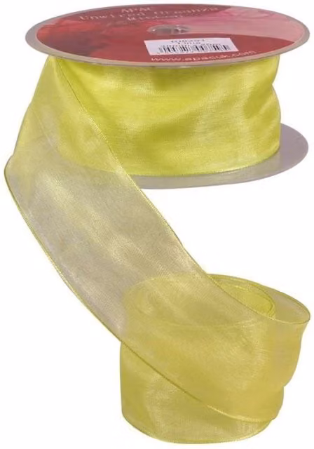 KDMD Lime Green Woven Edge Organza Ribbon, 38mm, 2 Pack