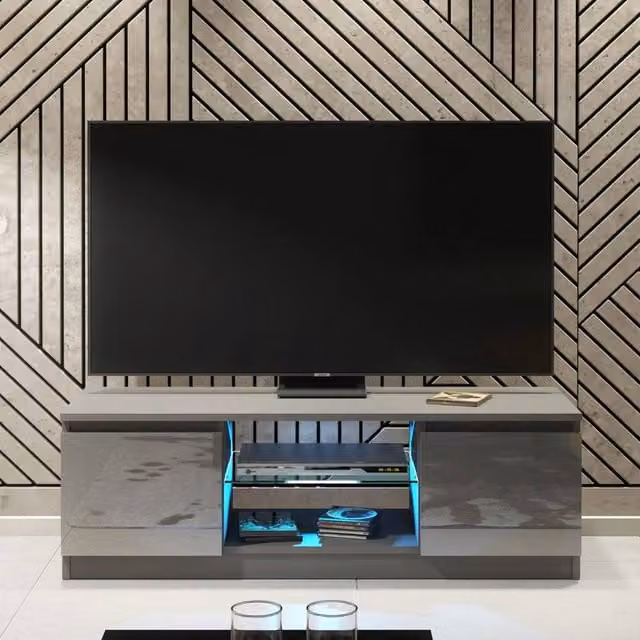 Creative Furniture Aura TV Unit in Grey with Glossy Finish, W/D/H: 120 x 40 x 38 cm