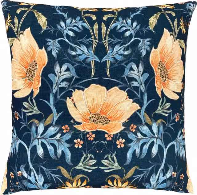 Make it a Home Heritage Peony Floral Cushion in Blue Polyester