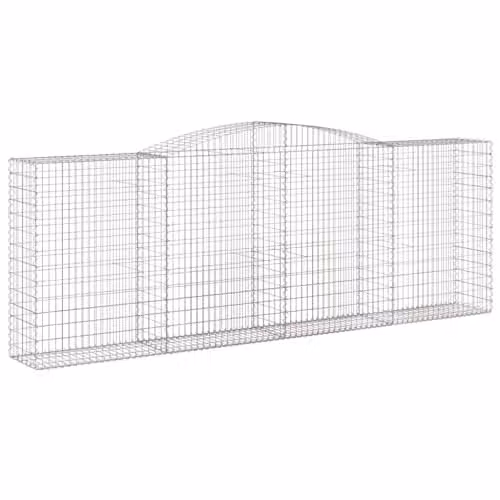 vidaXL Arched Gabion Baskets, 5 Pieces, Silver Galvanised Steel, W: 400 cm, D: 50 cm, H: 140-160 cm – 1