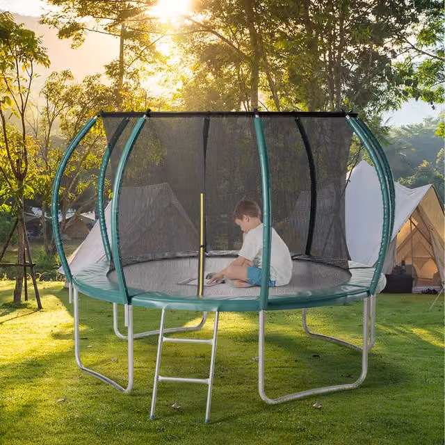 Garden Sanctuary Green Mini Trampoline with Safety Net and Metal Frame