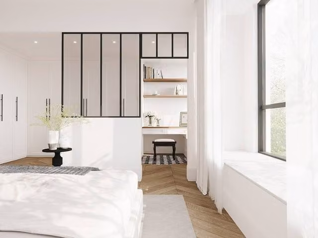 Vente-unique Studio-Style Glass Panel in Powder Coated Aluminium, Black, W: 120 cm, H: 130 cm
