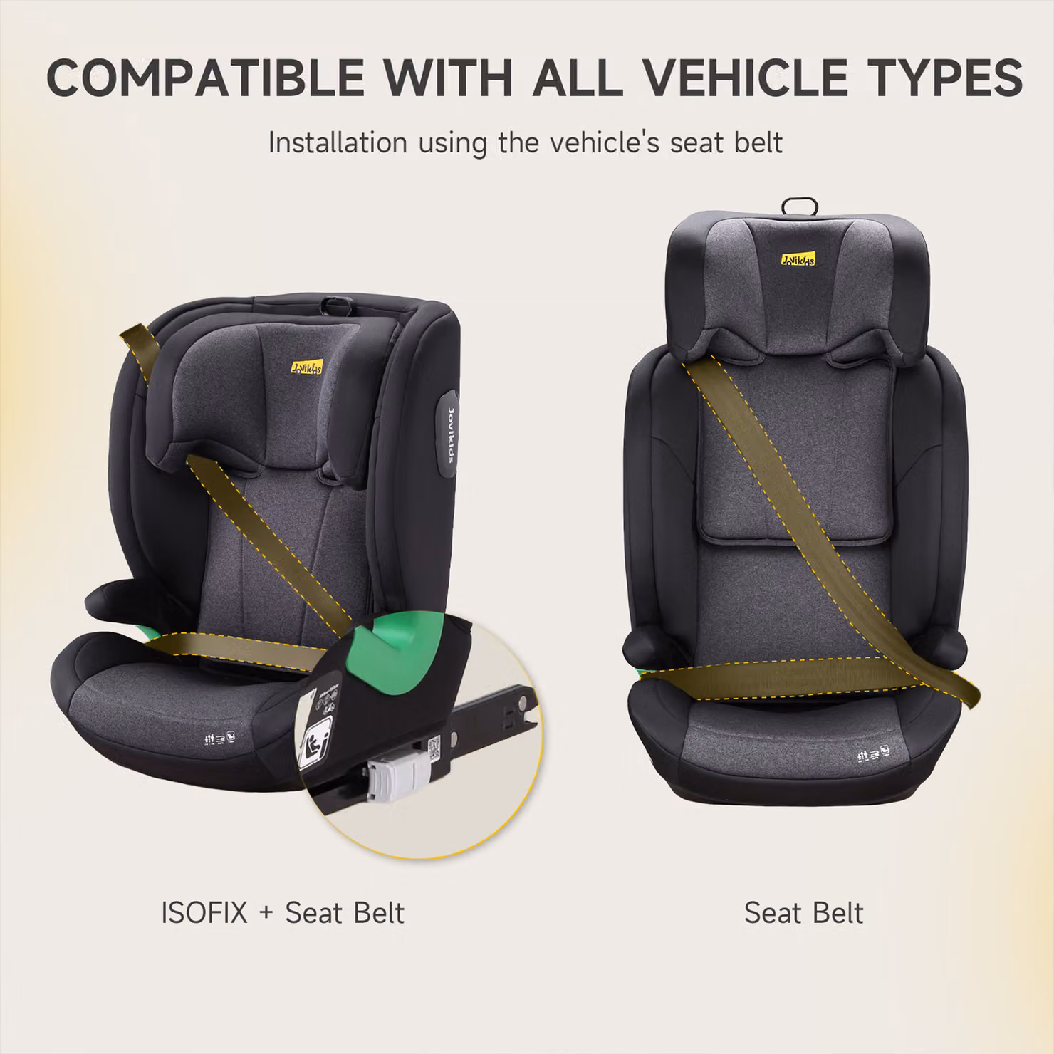 Aosom UK Highback Car Booster Seat with 10-Position Adjustable Headrest, i-Size R129 Protection, Black, W: 44 cm, D: 46 cm, H: 80 cm – 4