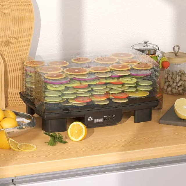 HOMCOM 6 Tray Food Dehydrator with Adjustable Temperature in Black