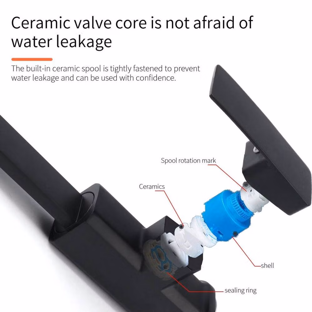 Kelvenix Matt Black Single Lever Kitchen Sink Mixer Tap with Swivel Spout – 2
